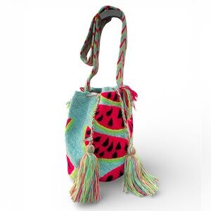 Handmade Wayuu Watermelon Mochila Bag –tote  Artisan Crossbody  Boho Statement
